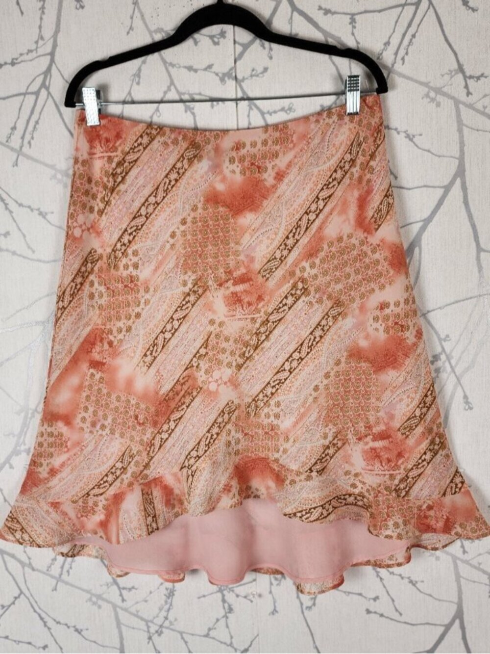 Ceduxion Paisley Floral Chiffon Overlay Flowy Flutter Y2K Skirt